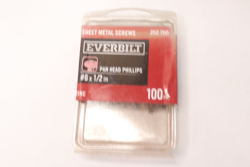 (100-Pk) Everbilt Sheet Metal Screw Zinc-Plated Phillips