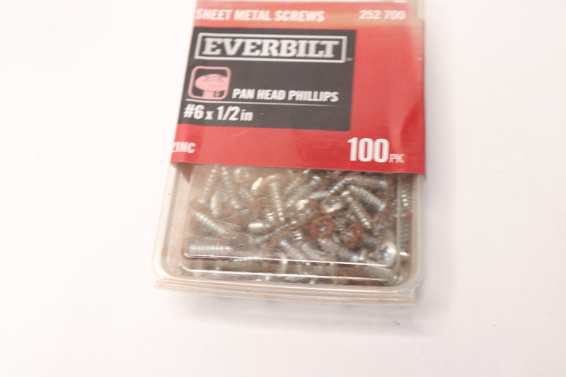 (100-Pk) Everbilt Sheet Metal Screw Zinc-Plated Phillips