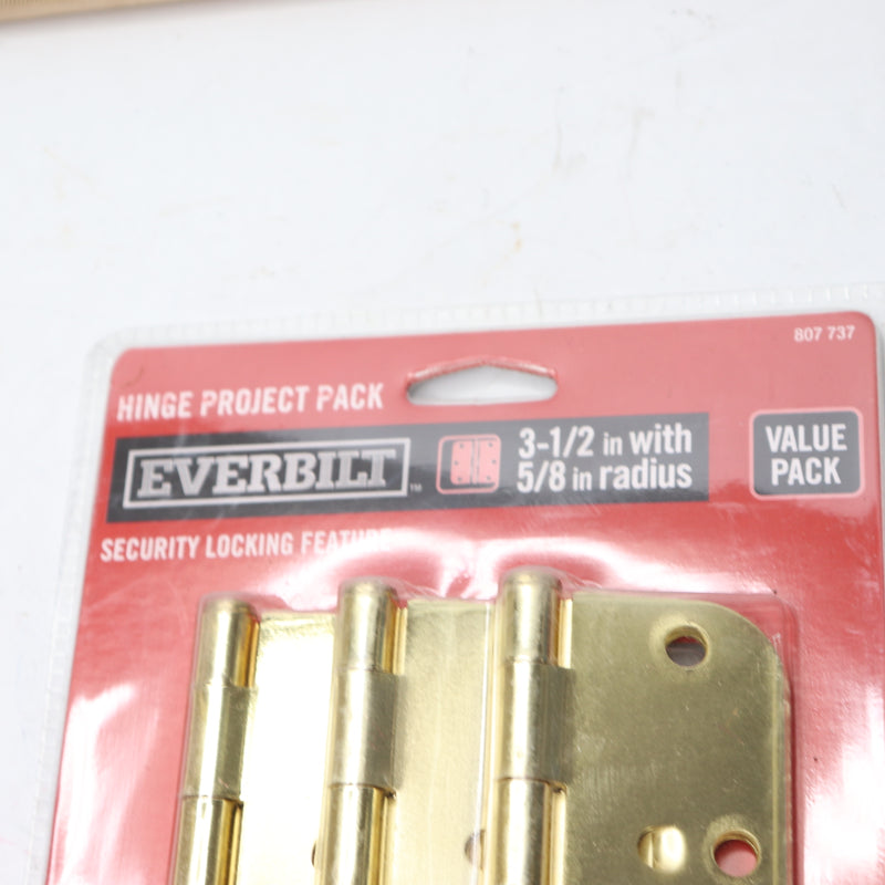 (3-Pk) Everbilt Security Door Hinges Bright Brass 3-1/2" x 5/8" Radius 13704