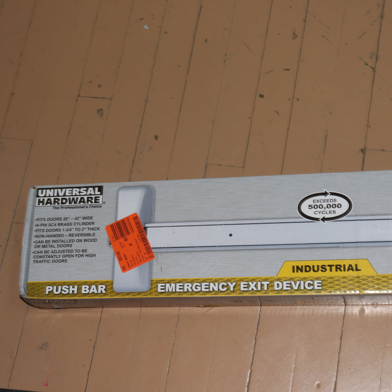 Universal Hardware Rim Panic Device w/ Standard Pull & Cylinder Aluminum UH40010
