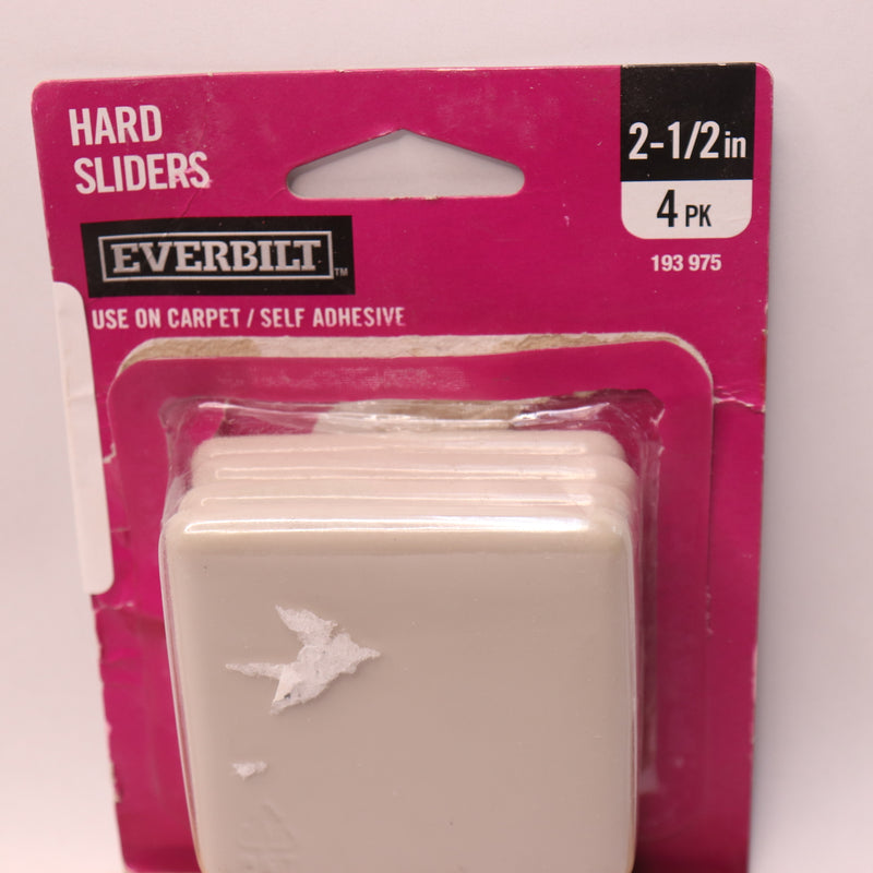 (4-Pk) Everbilt Self Adhesive Square Slider Plastic Beige 2-1/2" 193 975