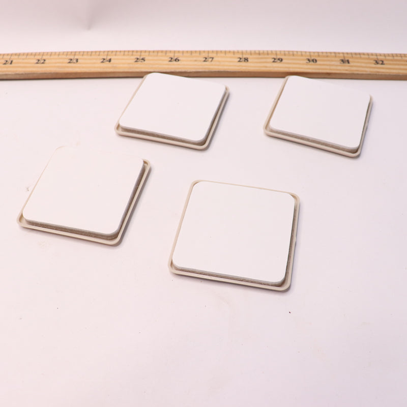 (4-Pk) Everbilt Self Adhesive Square Slider Plastic Beige 2-1/2" 193 975