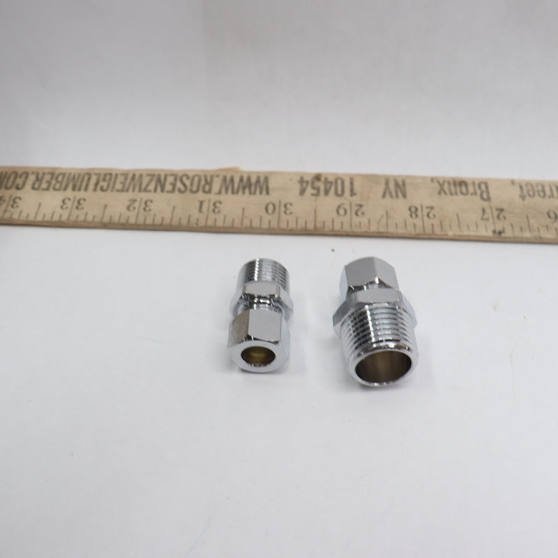 (2-Pk) Everbilt Straight Connector Brass 3/8" MIP X 3/8" COMP 1000025909