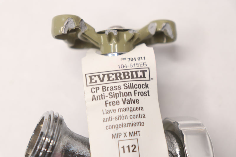 Everbilt Anti-Siphon Frost Free Sillcock Brass 1/2" x 3/4" - DAMAGED KNOB BROKEN