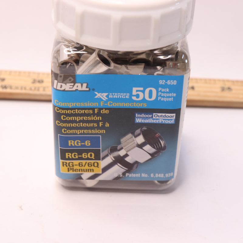 (50-Pk) Ideal RG6 F-Compression Connectors 92-650