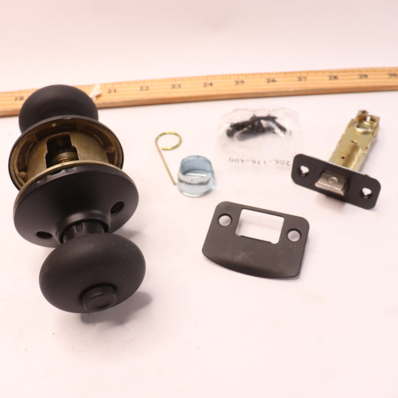 Schlage Plymouth Privacy Bed/Bath Door Knob Matte Black F40 PLHY 622