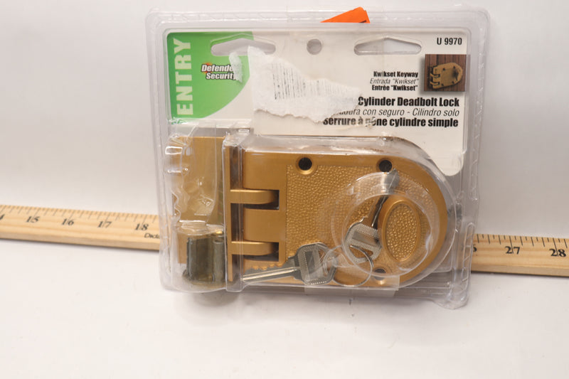 Prime-Line Single Cylinder Diecast Metal Lock With Brass Finish and Angle Strike