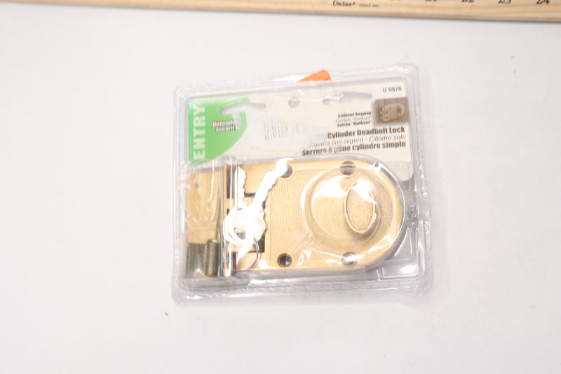 Prime-Line Single Cylinder Diecast Metal Lock With Brass Finish and Angle Strike