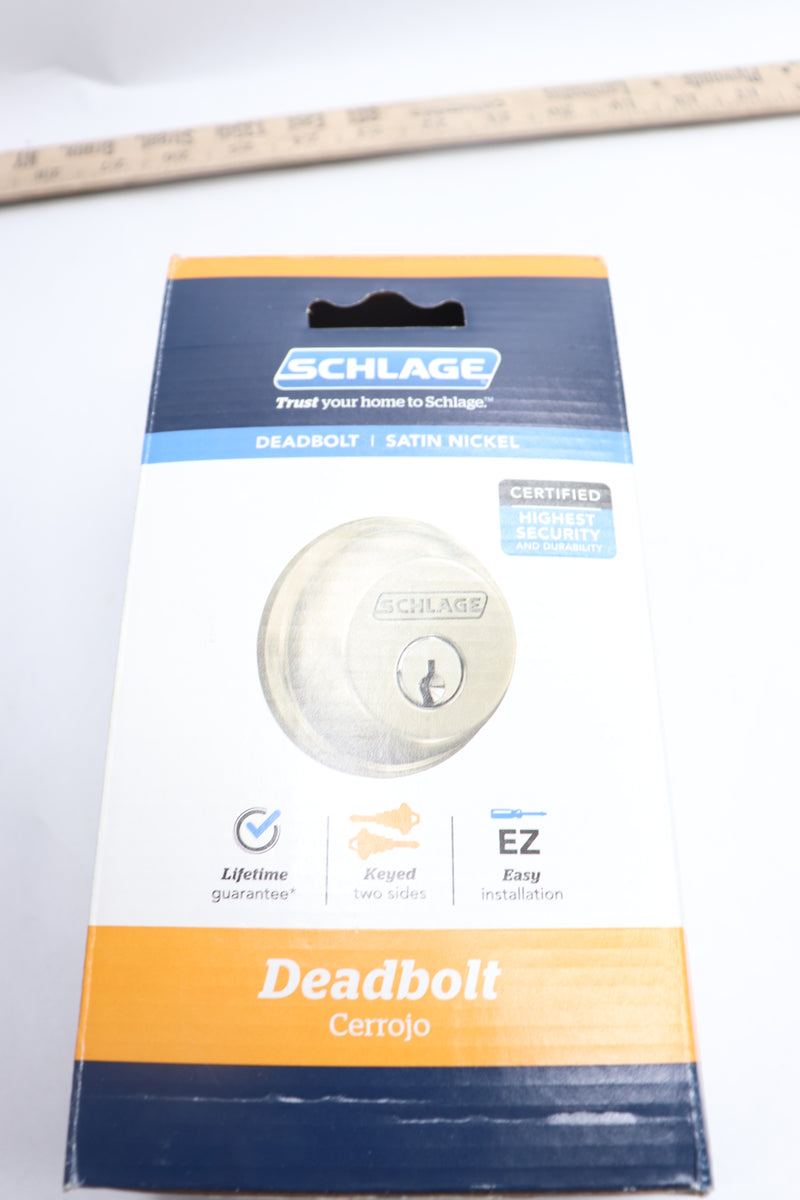 Schlage Double Cylinder Deadbolt Satin Nickel B62N619