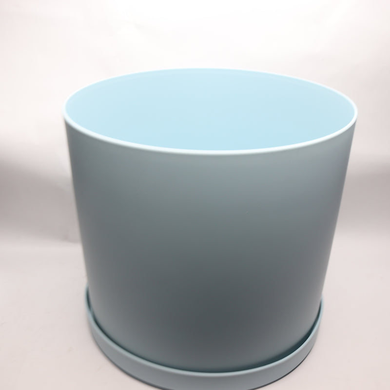Bloem Mathers Round Planter with Saucer Tray Misty Blue 12" MAT1237