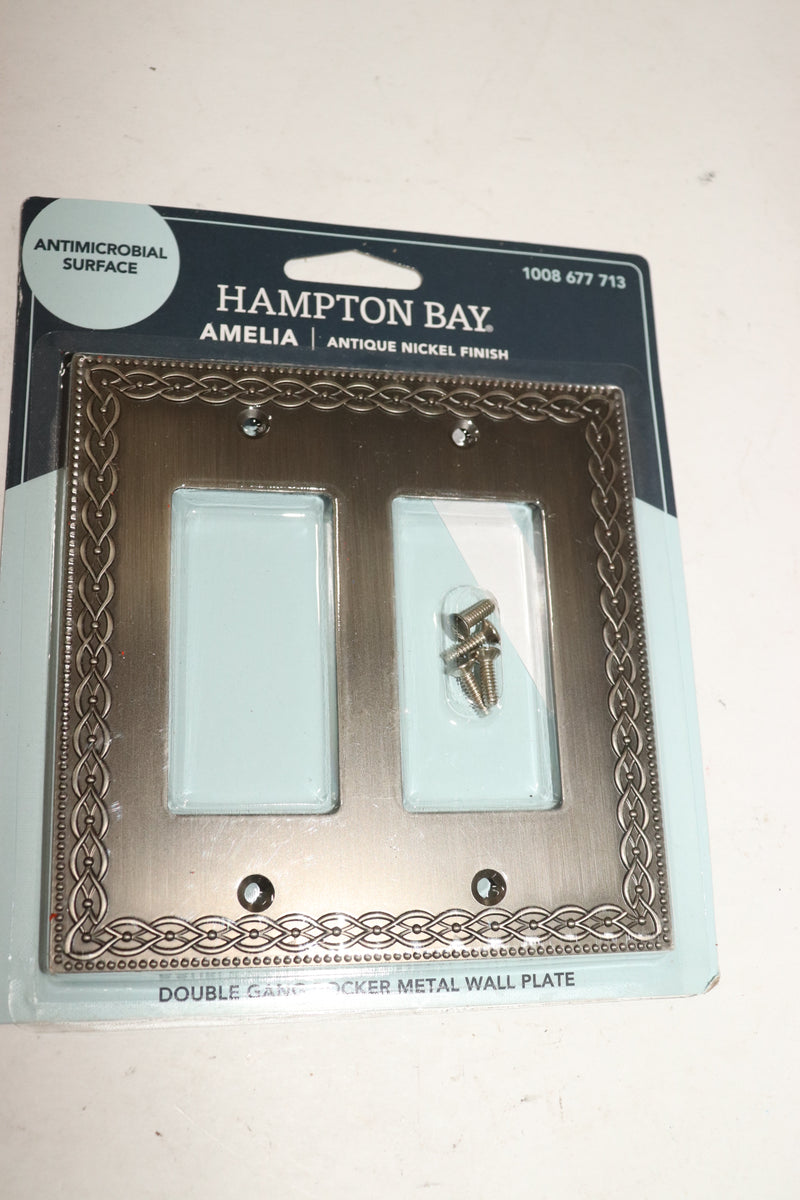 Hampton Bay Amelia 2-Gang Rocker Wall Plate Antique Nickel Cast Metal 93RRANHB