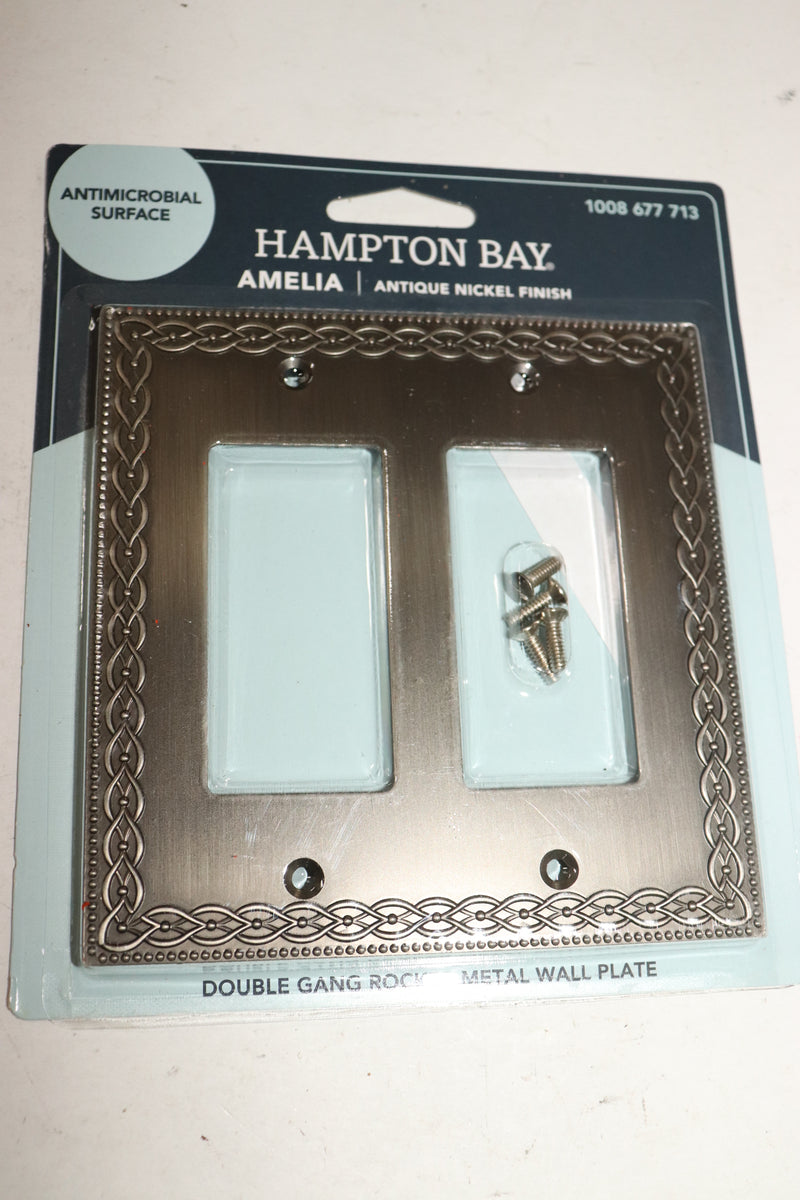 Hampton Bay Amelia 2-Gang Rocker Wall Plate Antique Nickel Cast Metal 93RRANHB