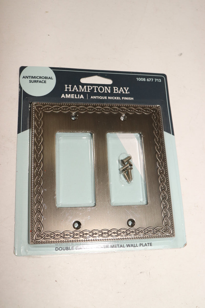 Hampton Bay Amelia 2-Gang Rocker Wall Plate Antique Nickel Cast Metal 93RRANHB