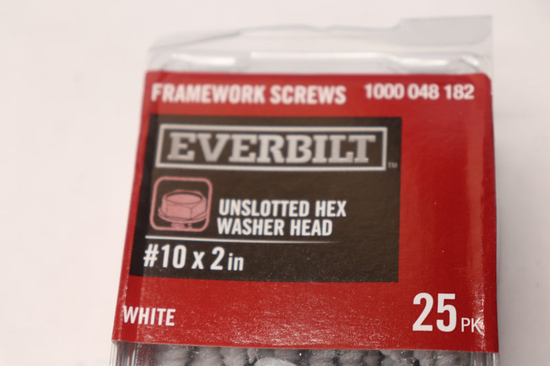 (25-Pk) Everbilt Hex-Head Sheet Metal Window Framework Screw White