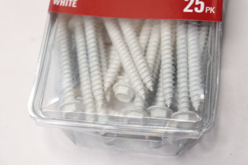 (25-Pk) Everbilt Hex-Head Sheet Metal Window Framework Screw White