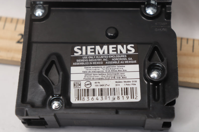 Siemens Type QP Circuit Breaker Black 1-Pole 20A 120V Q120