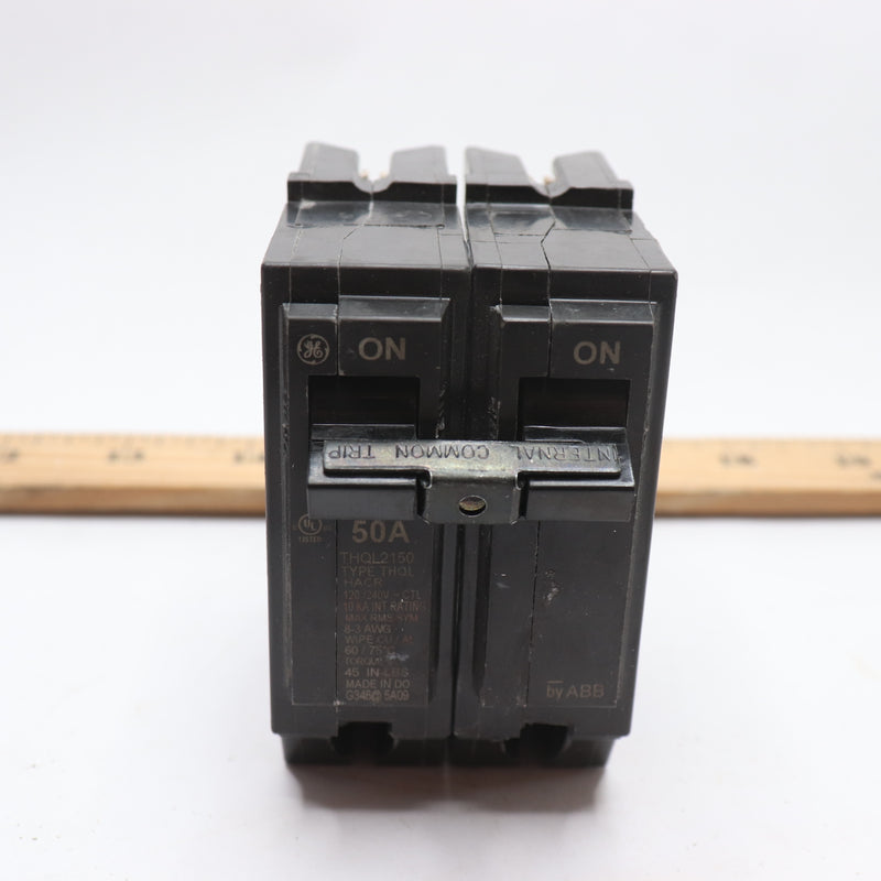 GE Circuit Breaker 2-Pole Thick Series 50 Amp Black THQL2150