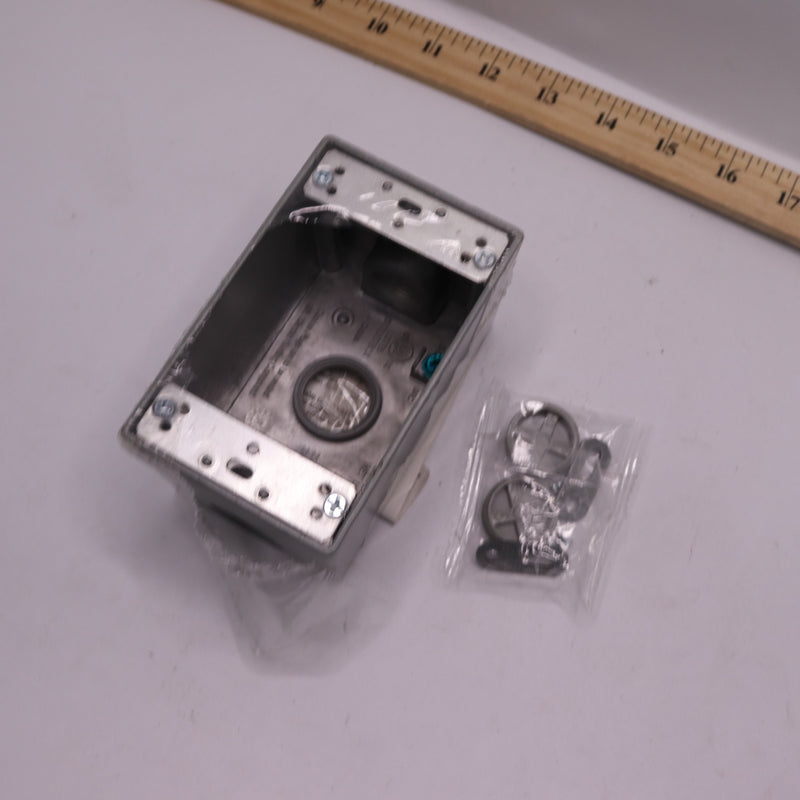Commercial Electric Deep Metallic Weatherproof Box w/ (3) 3/4" Holes Gray 1-Gang