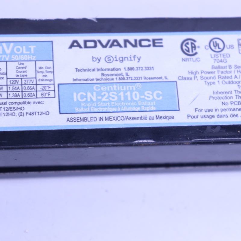 Advance Lamp Fluorescent Electronic Ballast 110W 120-277V ICN-2S110-SC