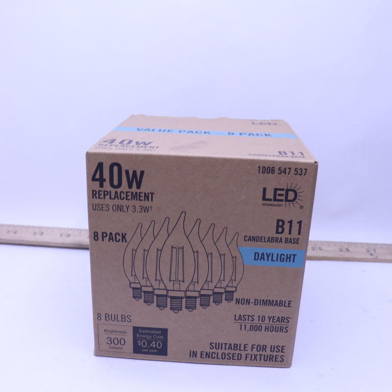 (8-Pk) LED Non-Dimmable Filament Vintage Edison LED Light Bulbs Clear Glass 40W