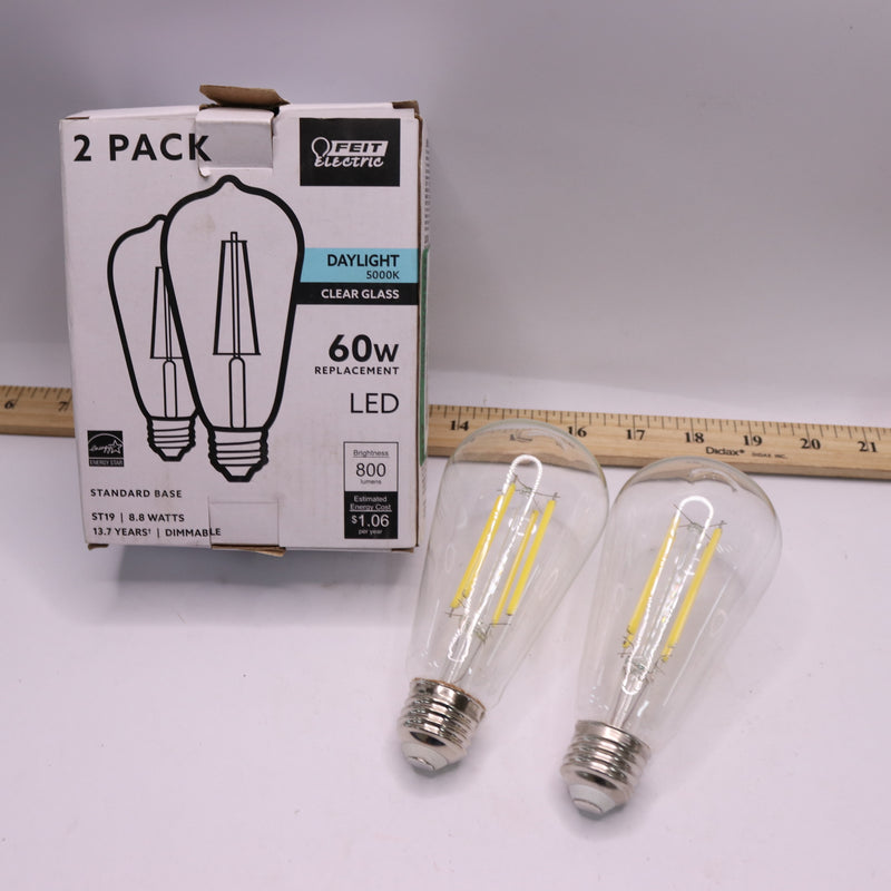 (2-Pk) Feit Electric Vintage Edison LED Light Bulb 60W Equivalent ST19