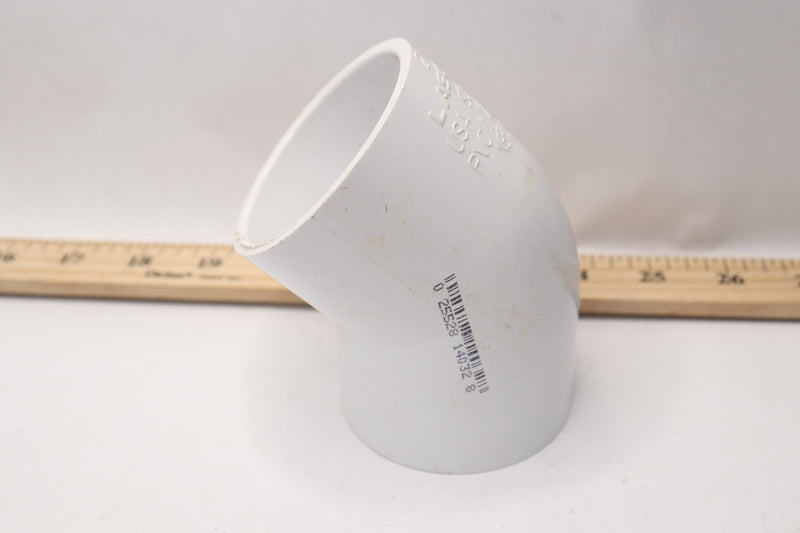 Lasco 45 Degree Elbow Socket Schedule 40 White PVC 2" - Tape Residue on Item