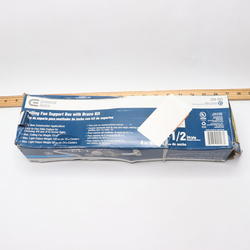 Commercial Electric Ceiling Fan Support Box 1-1/2” x 4" - With Hardware