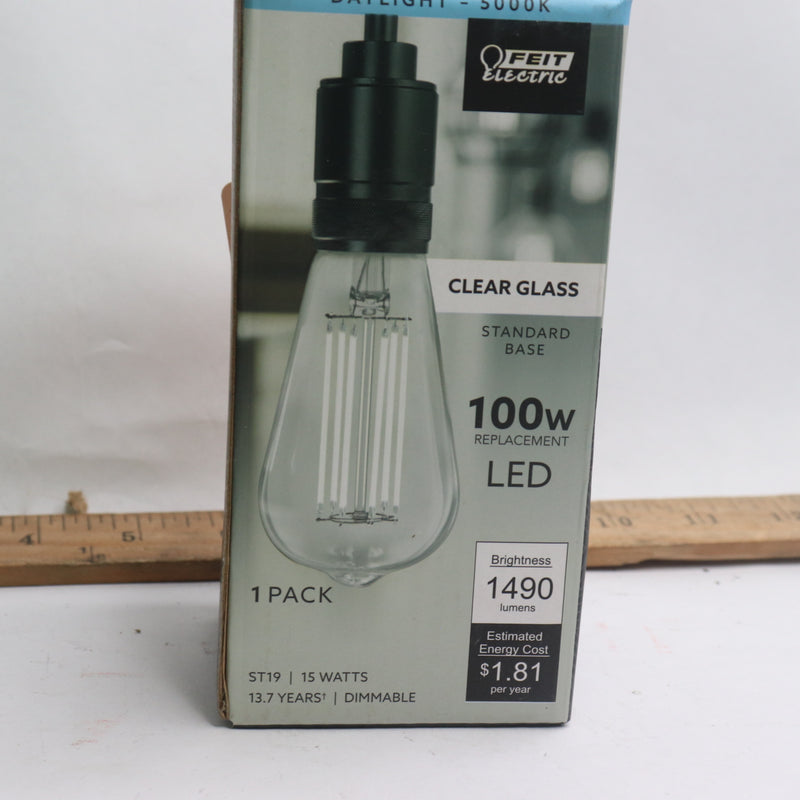 Feit Dimmable LED Light Bulb Filament Clear Daylight ST19 E26 5000K 100W 120V