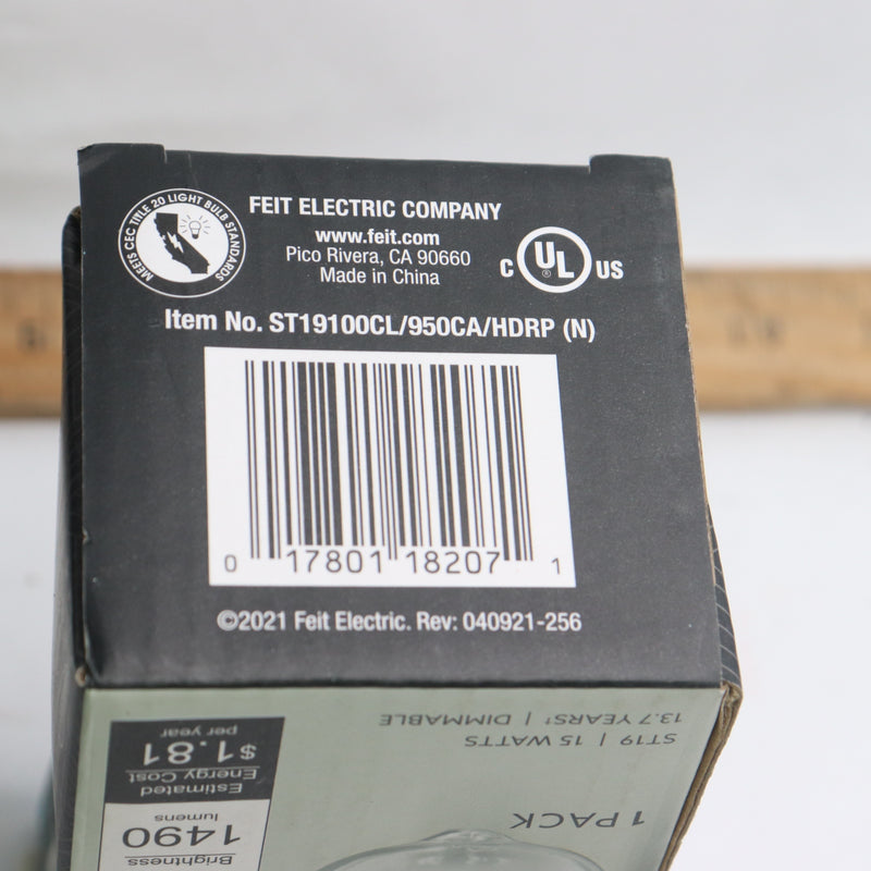 Feit Dimmable LED Light Bulb Filament Clear Daylight ST19 E26 5000K 100W 120V