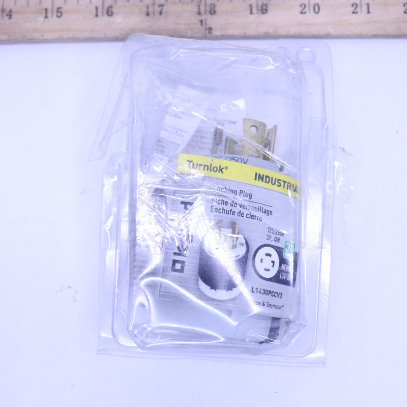 Legrand Locking Plug Industrial Spec Grade Black/White NEMA L14-30P 125/250V 30A