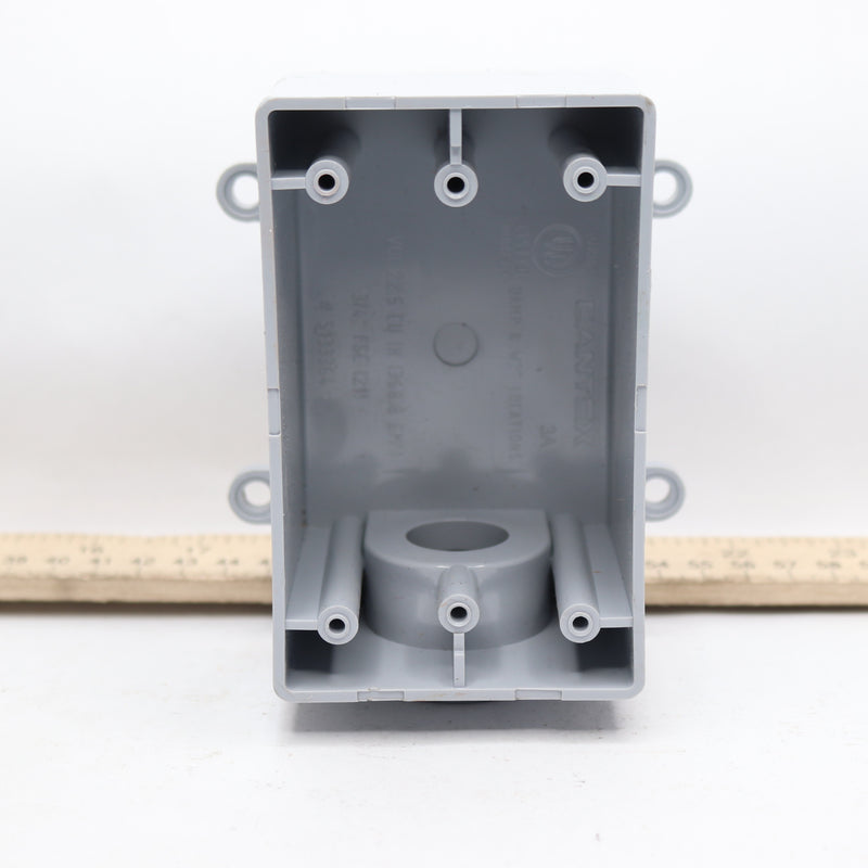 Cantex Weatherproof Electrical Box PVC Gray 1-Gang 3/4" Hub x 2-1/4" 5133364