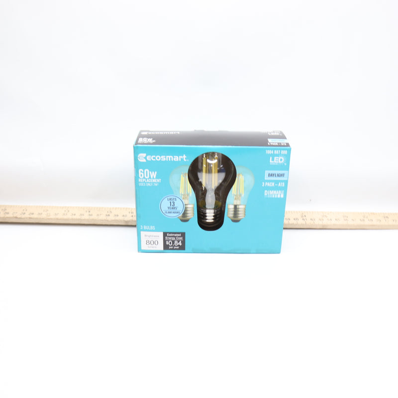 (3-Pk) EcoSmart LED Vintage Edison Light Bulb 60-Watt Equivalent A15 Dimmable