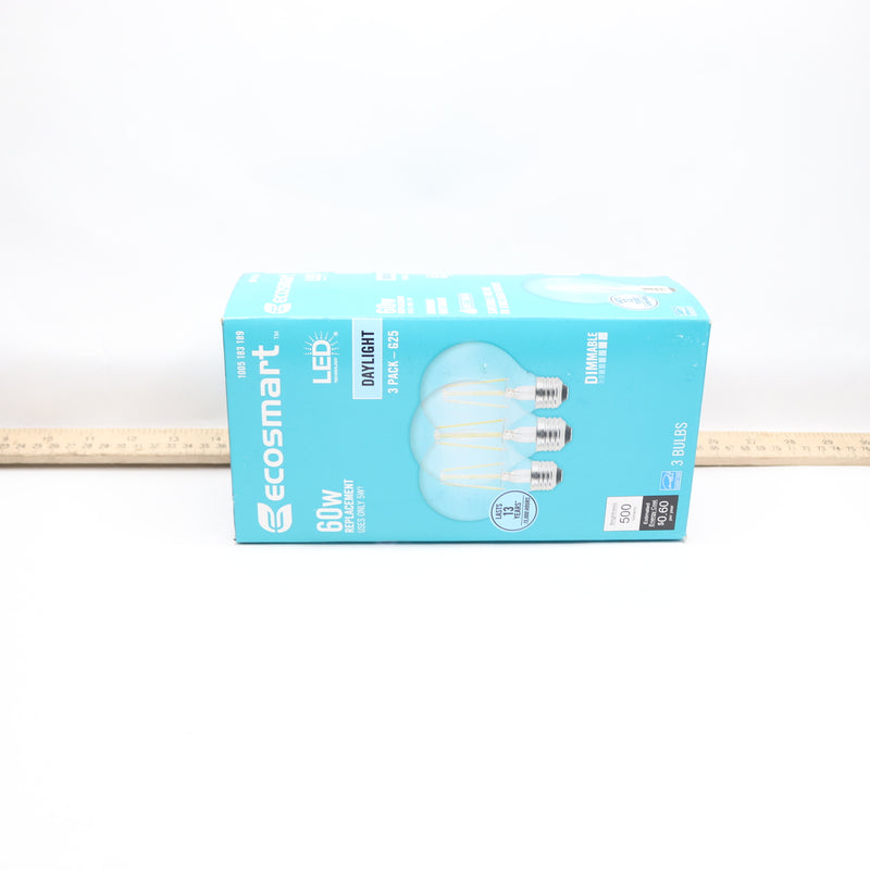 (3-Pk) Ecosmart Dimmable Energy Star Filament LED Vintage Edison Light Bulb