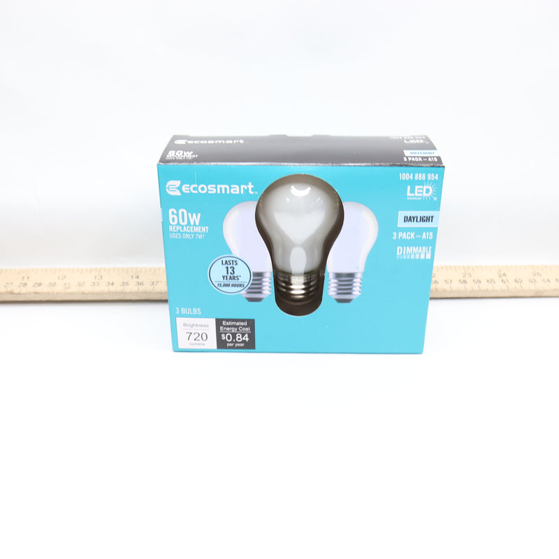(3-Pk) Ecosmart Dimmable Filament LED Vintage Edison Light Bulb Daylight