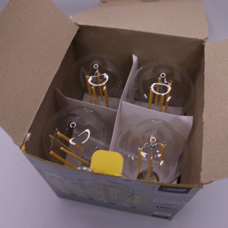(4-Pk) Feit Electric Edison Style Antique Filament LED Light Bulb Glass 12W