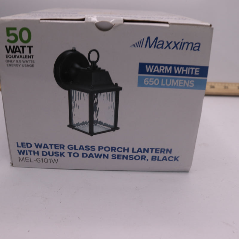 Maxxima LED Porch Lantern Outdoor Wall Light Black with Clear Water Glass