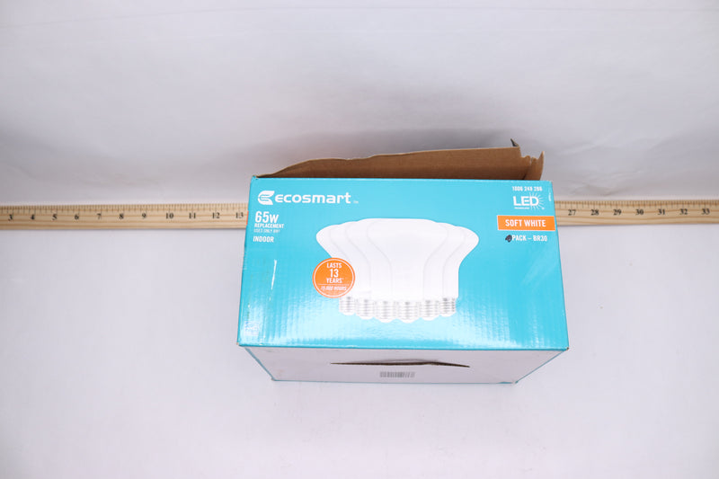 (5-Pk) EcoSmart Dimmable Energy Star LED Light Bulb Soft White BR30 65W Eqv