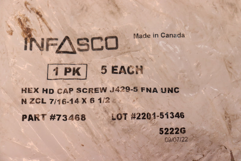 (2-Pk) Infasco Hex Head Cap Screw FNA UNC 1/2-13" x 2" 73468