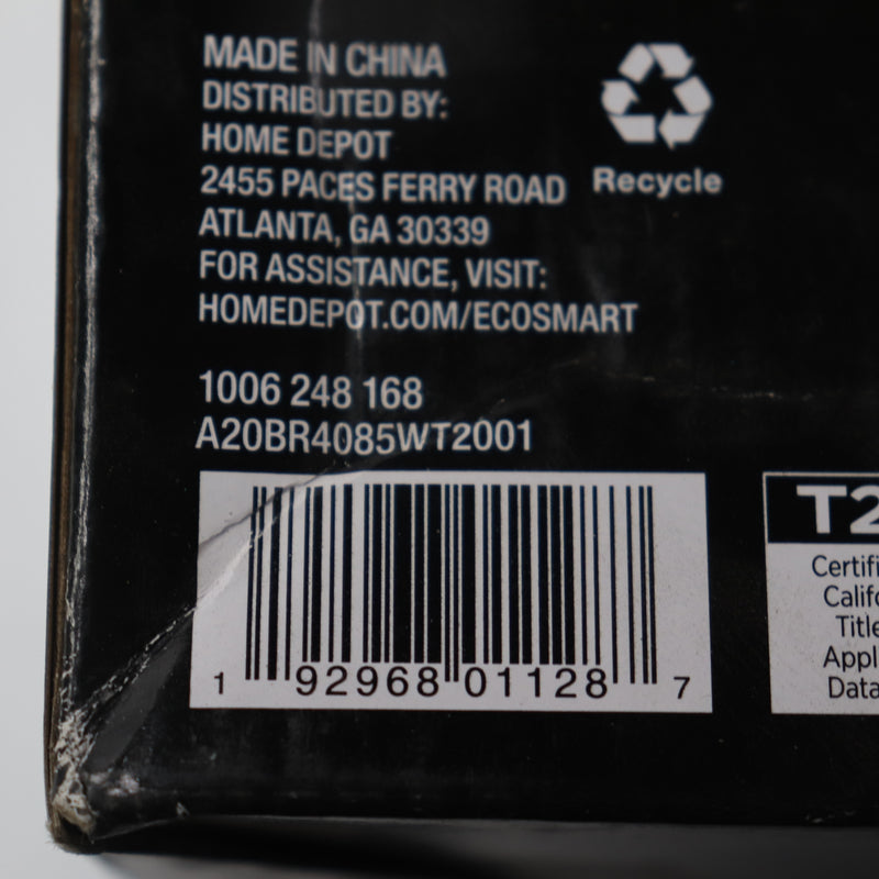 EcoSmart CEC Dimmable LED Light Bulb BR40 85W Eqv A20BR4085WT2001