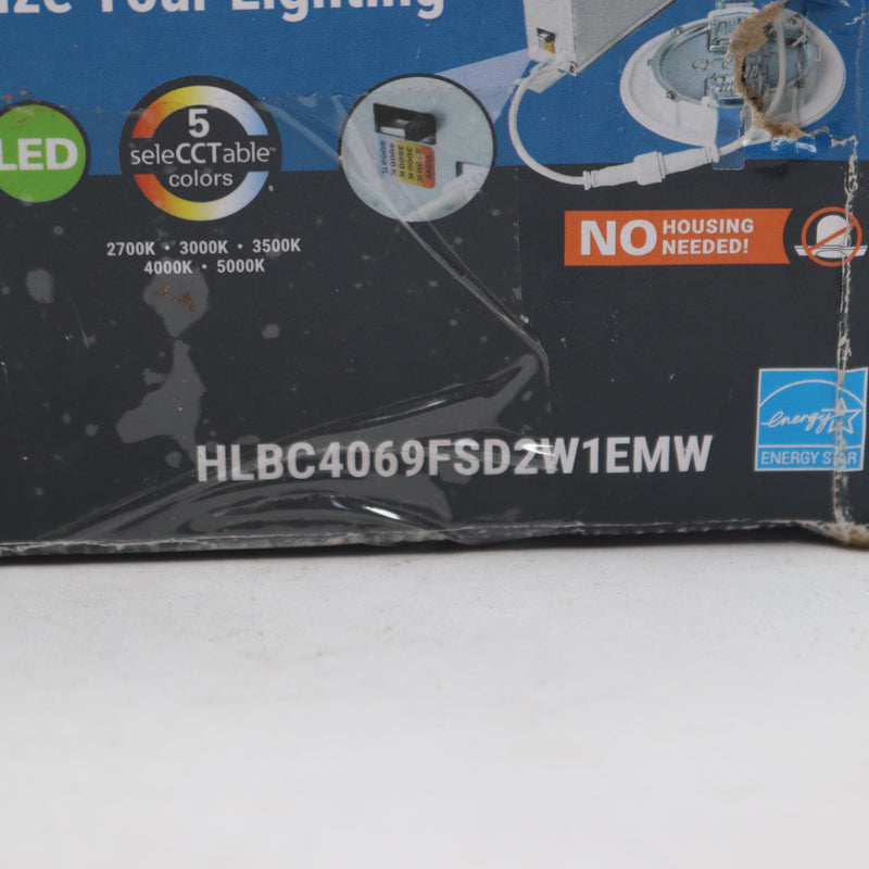 Halo Ultra-Slim Regressed LED Downlight with Dim to Warm Selectable CCT White 4"