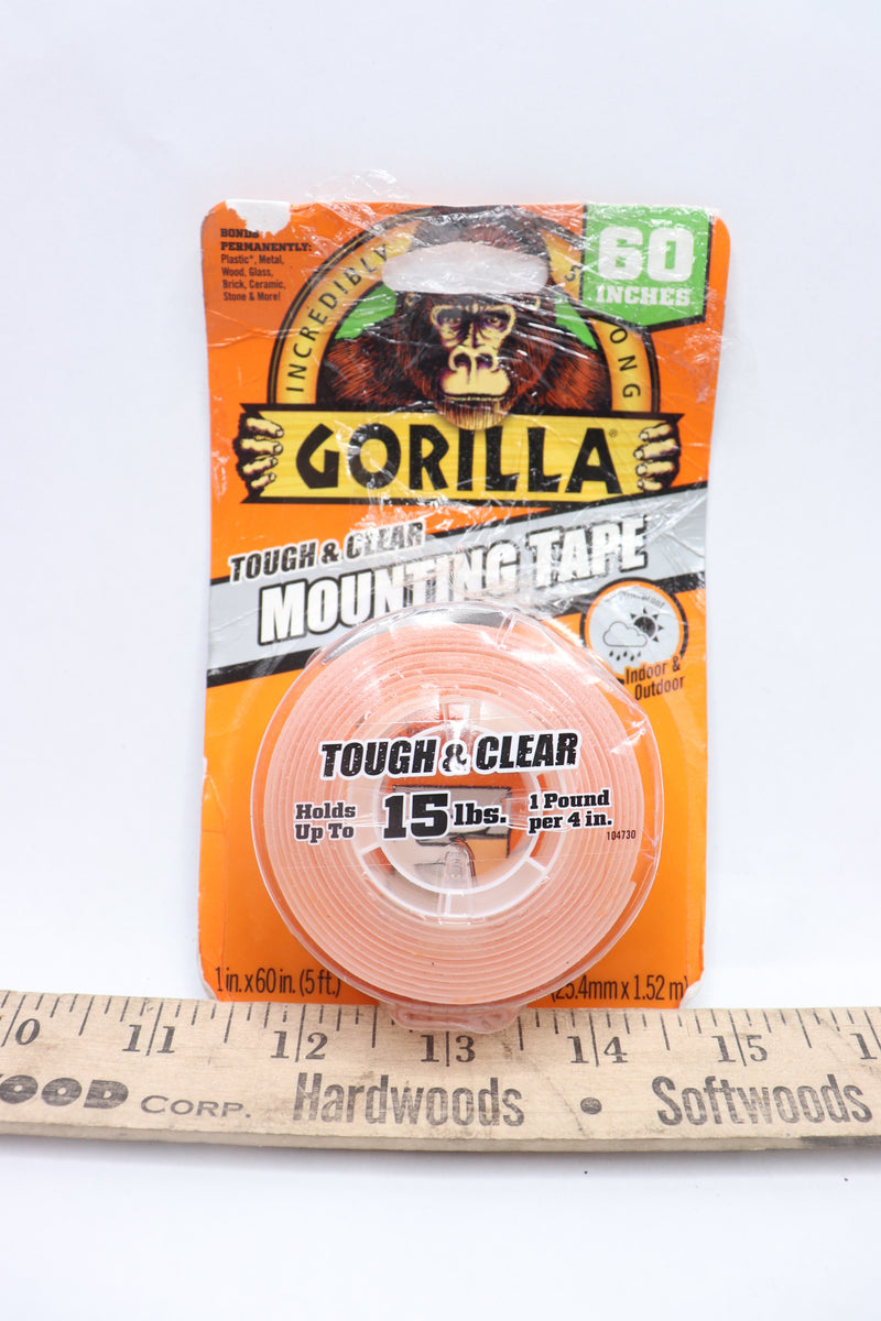 Gorilla Mounting Tape Roll Clear 1" x 60" 104732