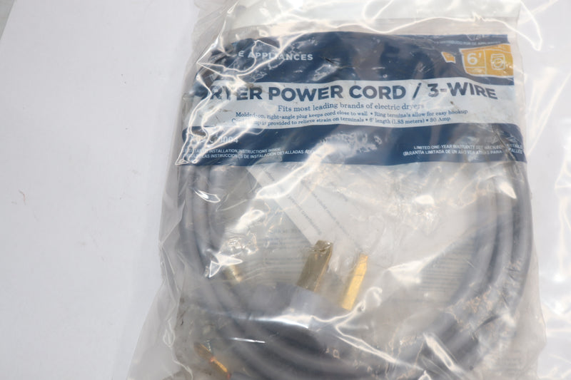 General Electric Dryer Cord 3-Wire 30 Amp 6' WX09X10004