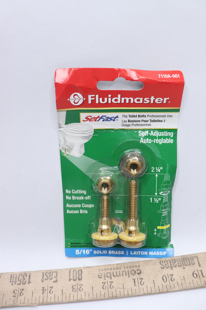 (2-Pk) Fluidmaster SetFast Self Adjusting Toilet Bolts Brass 7110A-001