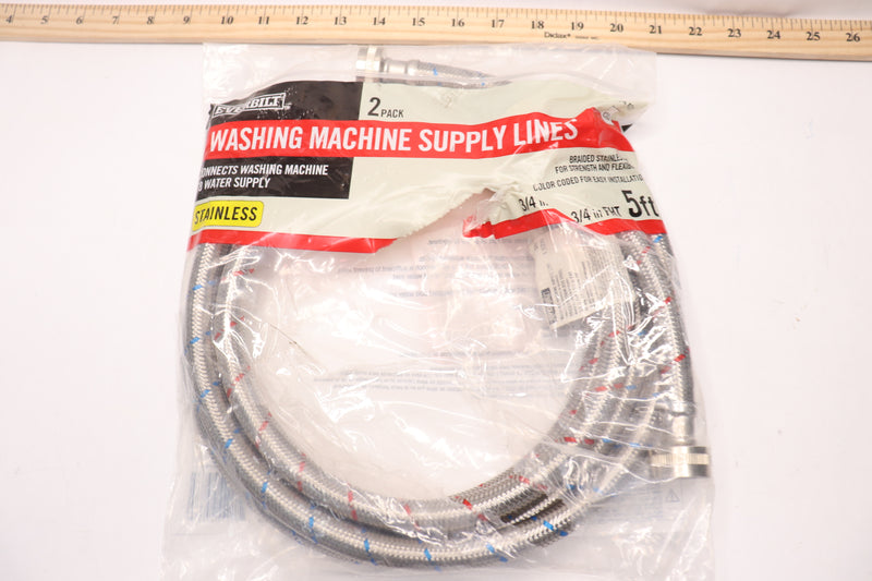 (2-Pk) Everbilt Washing Machine Supply Line SS 3/4" FHT x 3/4" FHT x 60"