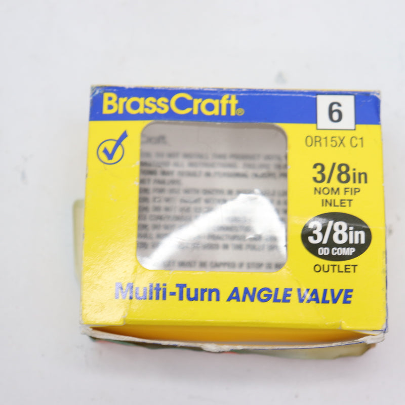 BrassCraft Pipe Angle Valve Brass 3/8" FIP Inlet x 3/8" OD - Complete