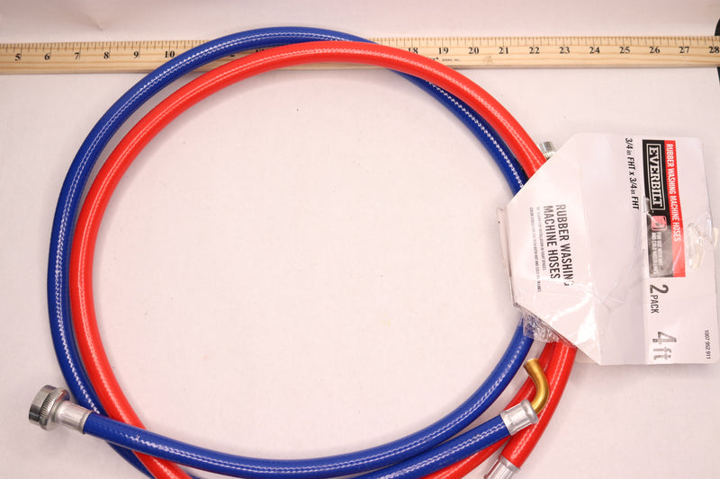 (2-Pk) Everbilt Washer Hoses Rubber Red/Blue 4 Ft 1007 952 911