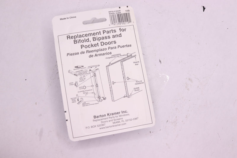 (2-Pk) Barton Kramer Bifold Door Top Wheel Guide 7/8 Dia x 3/8 Dia Card 119