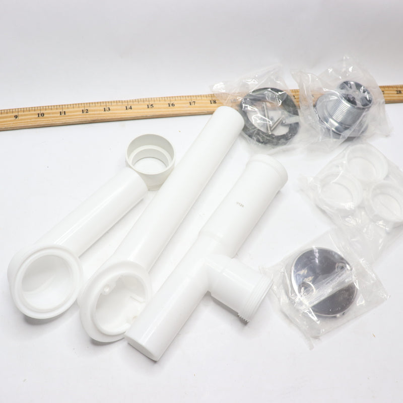 Everbilt Bath Waste and Overflow Drain Kit Plastic White 1-1/2" 224139 - Damaged