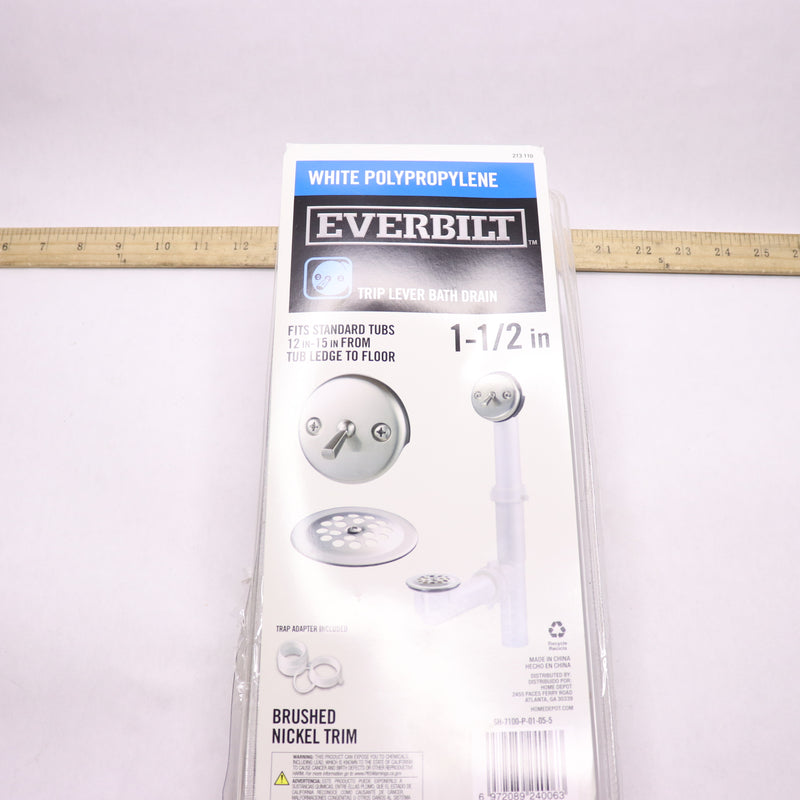 Everbilt Pipe Bath Waste and Overflow Drain Poly White 1-1/2" 213110 -Incomplete