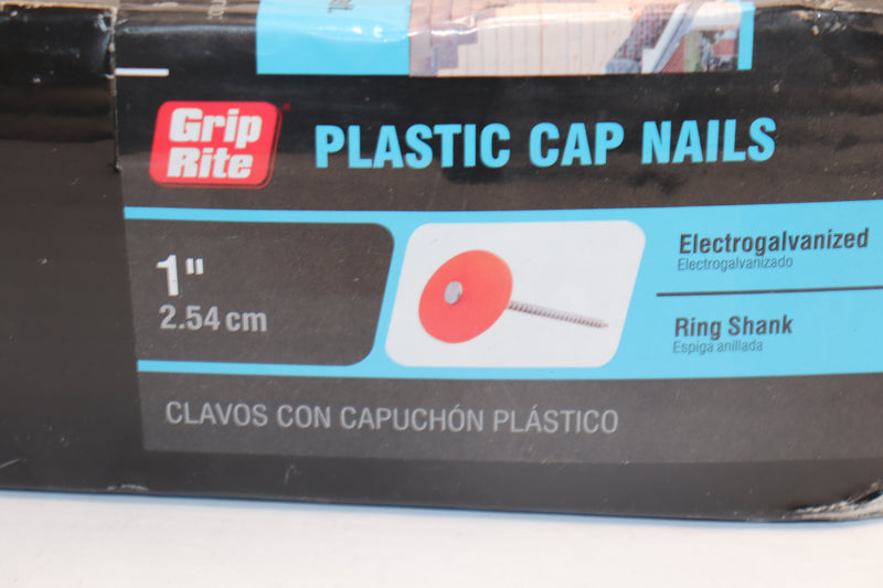 Grip-Rite Electro Galvanized Round Grip-Cap Nail Plastic 1 lb. 1" 1PRCAP1